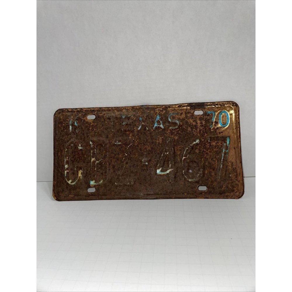 Vintage Texas 1970 License Plate, GBZ467, RUSTIC, VINTAGE!!